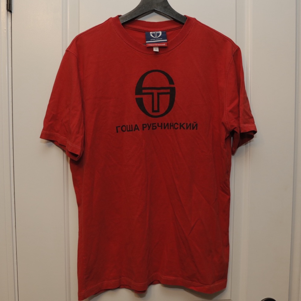 Gosha Rubchinskiy Sergio Tacchini Red Logo Print Shirt SS17